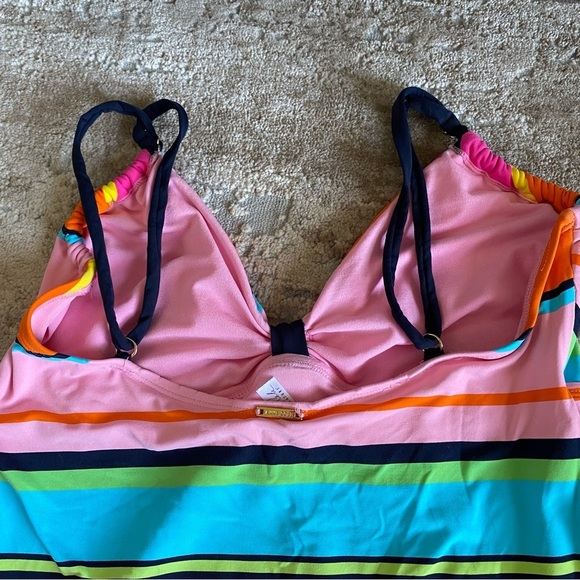 Anne Cole Signature Swimsuit One Piece Striped Wireless Multicolor Colorful: 12 - Picture 6 of 6